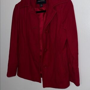 London Fog Women's Vibrant Red Pea Coat